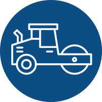 asphalt roller icon on blue background