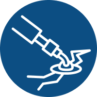 crack filling icon on a blue background