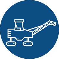 asphalt milling cold planer icon on a blue background