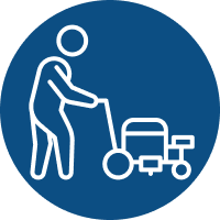 parking lot striper background on a blue background