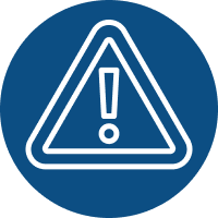 caution sign icon on a blue background