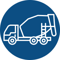 concrete truck icon on a blue background