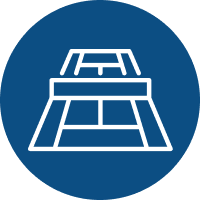 tennis court icon on blue background