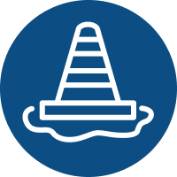 traffic cone icon on a blue background