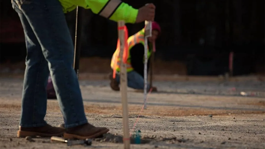 magnum paving employees measuring pavement