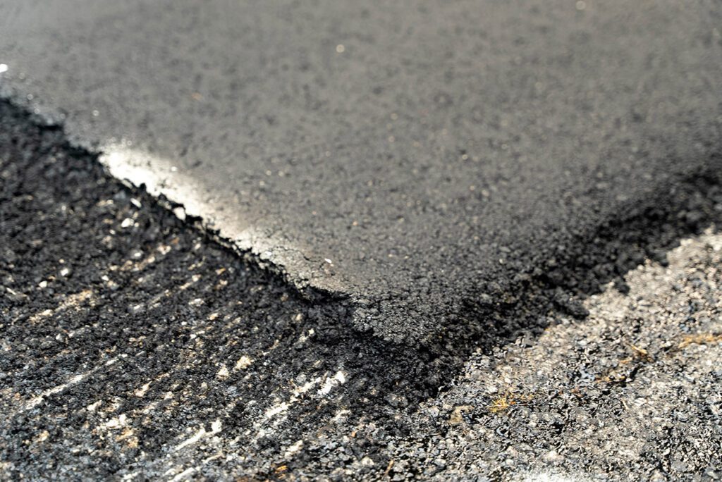 closeup of an asphalt patch
