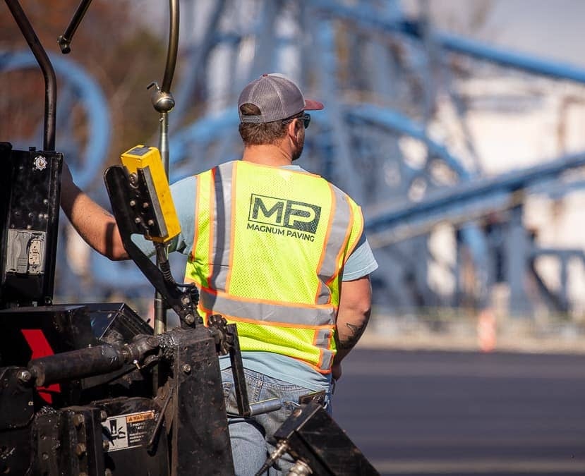 Magnum Paving employee on job site