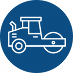 asphalt roller icon on blue background