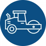 asphalt roller icon on blue background