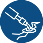 crack filling icon on a blue background