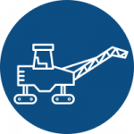 asphalt milling cold planer icon on a blue background