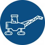 asphalt milling cold planer icon on a blue background