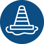 traffic cone icon on a blue background