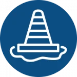 traffic cone icon on a blue background