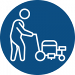 parking lot striper background on a blue background