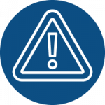 caution sign icon on a blue background