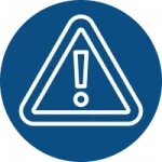 caution sign icon on a blue background