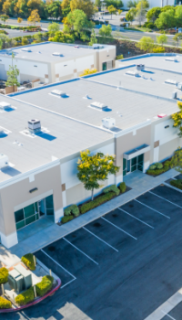 industrial aerial view of a commercial building