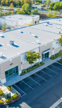 industrial aerial view of a commercial building