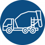 concrete truck icon on a blue background