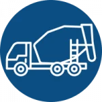 concrete truck icon on a blue background
