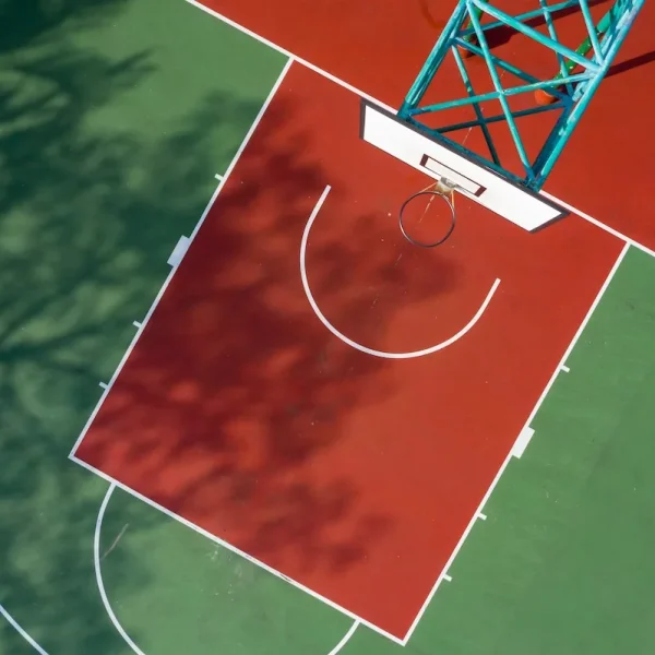 aerial view of outdoor basketball court